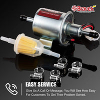 Universal Gas Diesel Inline Electric Fuel Pump 12V 2.5-4 PSI - Bravex