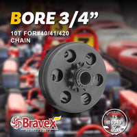 Go Kart Centrifugal Clutch 3/4" Bore 10 Tooth for #40/41/420 Chain 6.5HP - Bravex