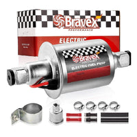 Universal 12V Electric Fuel Pump 5-9PSI w/Installation Kit - Bravex