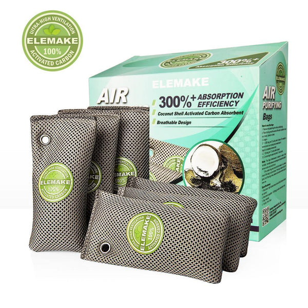 Coconut Charcoal Air Purifying Bags 6 X 7 Oz./200g 300% Absorbing Efficiency - Bravex