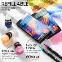 Refillable Watercolor Brush Pens - Set of 48